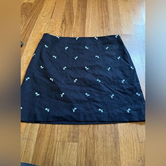 Talbots CANVAS COTTON A-LINE SKIRT EMBROIDERED SCOOTER NWT Blue Size 16 - Picture 6 of 14